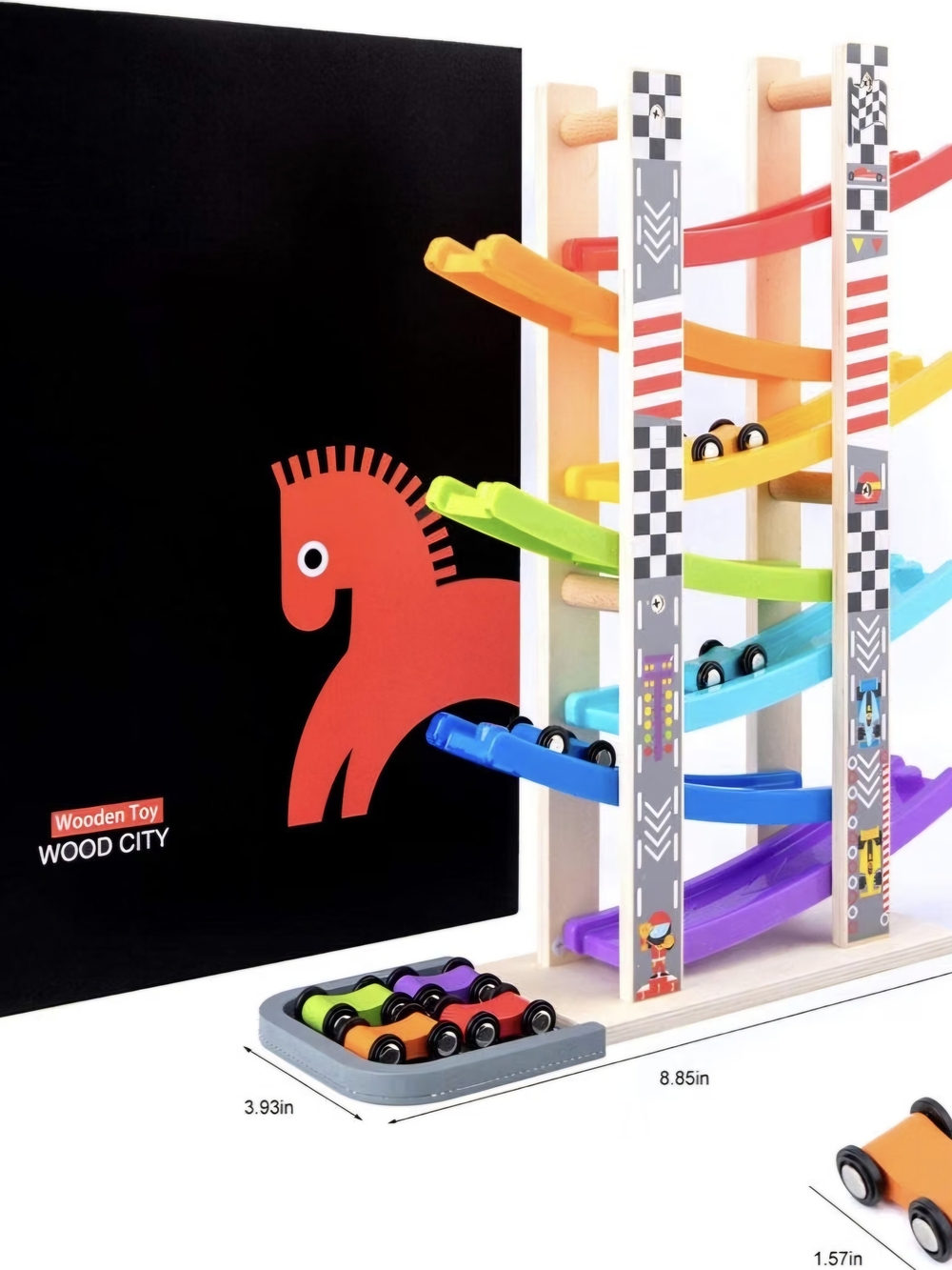 Rainbow Ramp Racer - Multicolor Wooden Car Track - Picture 3 of 4